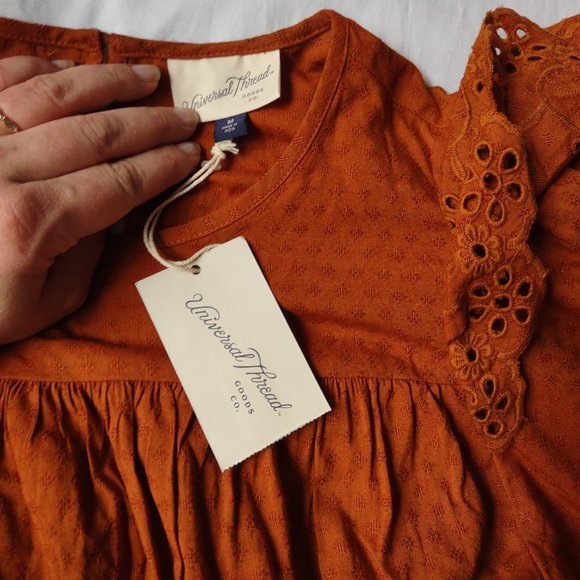 Universal Thread "Brown" Eyelet Ruffle Dress NWT - Picture 7 of 8